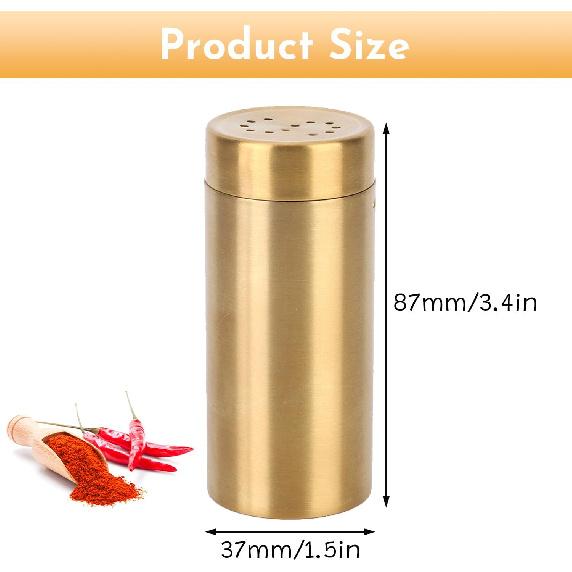 

2Pcs Gold Spice Jars P/S Hole Condiment Jar Stainless Steel Seasoning Jar Bottle for Sugar, Salt, Pepper,Spices, for Home Kitchen, Dining