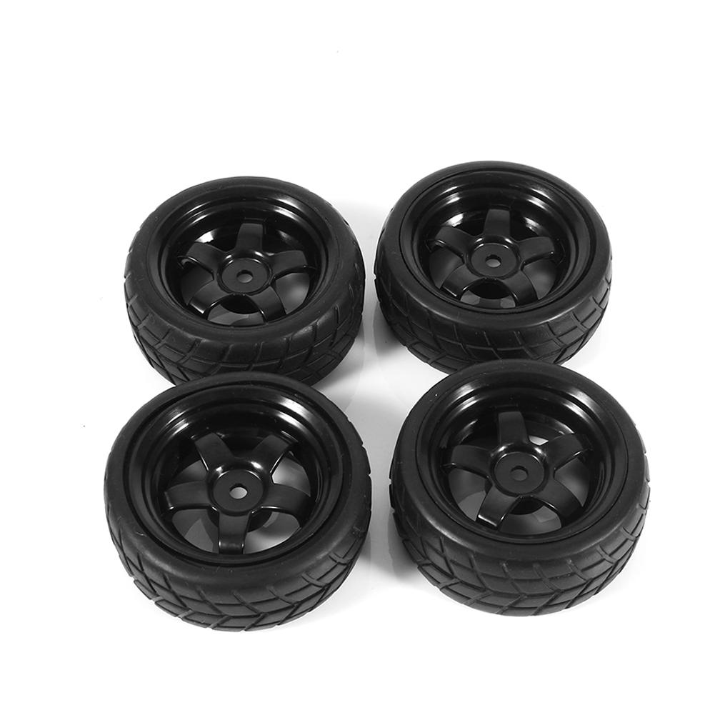 New 4Pcs Black Rubber Tires & Wheel Rims High Grip Tyre For HPI HSP On Road RC Car