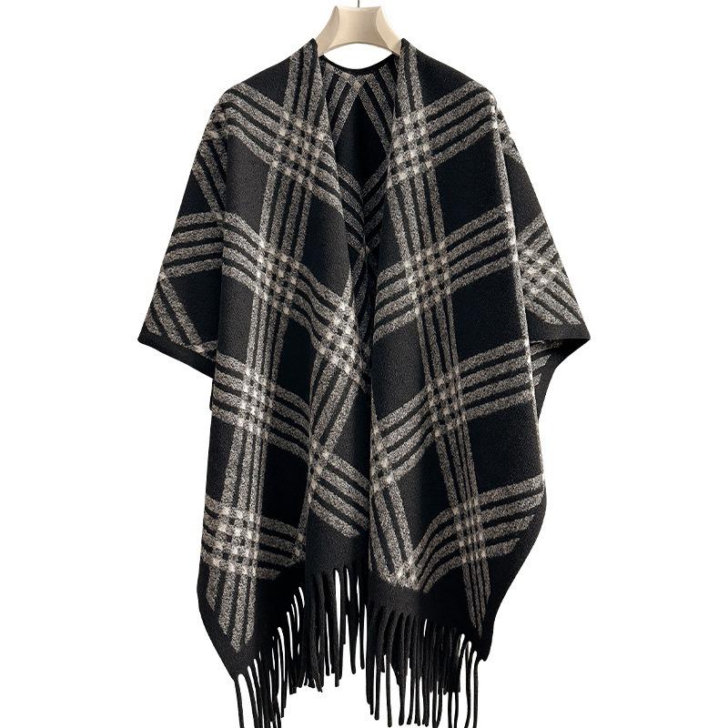 Vintage British Style Fringe Scarf For Women Winter Warm Shawl