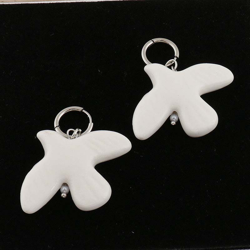 Fashion Metal Geometric Round Ear Hoop White Peace Dove Earrings For Women European American Style Personality Zircon Gift