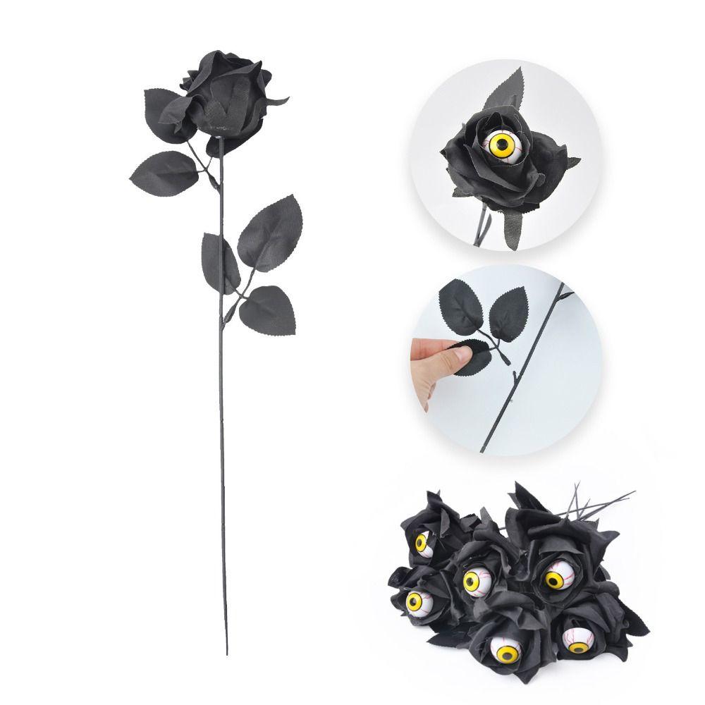 10PCS Scary Halloween Eyeball Rose Funny Artificial Rose Flower Eyeball Fake Flower  Halloween Decor