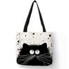 Tote Einkaufstasche süße Katze Druck Frauen Handtasche Leinen Totes mit Print Logo Casual Reisen Strand Taschen