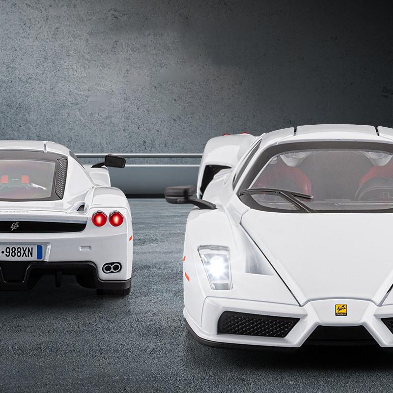 1/24 Ferrari ENZO Alloy Sports Car Model Diecast Metal Racing Super Vehicles Car Model High Simulation Sound and Light Children Toy Gift