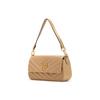 Tory Burch Kira Gold Logo V-Stripe Quilted Flap Bag with Metal Clasp Leather Tote Bag Shoulder Bag Small Size Women's Style Tan