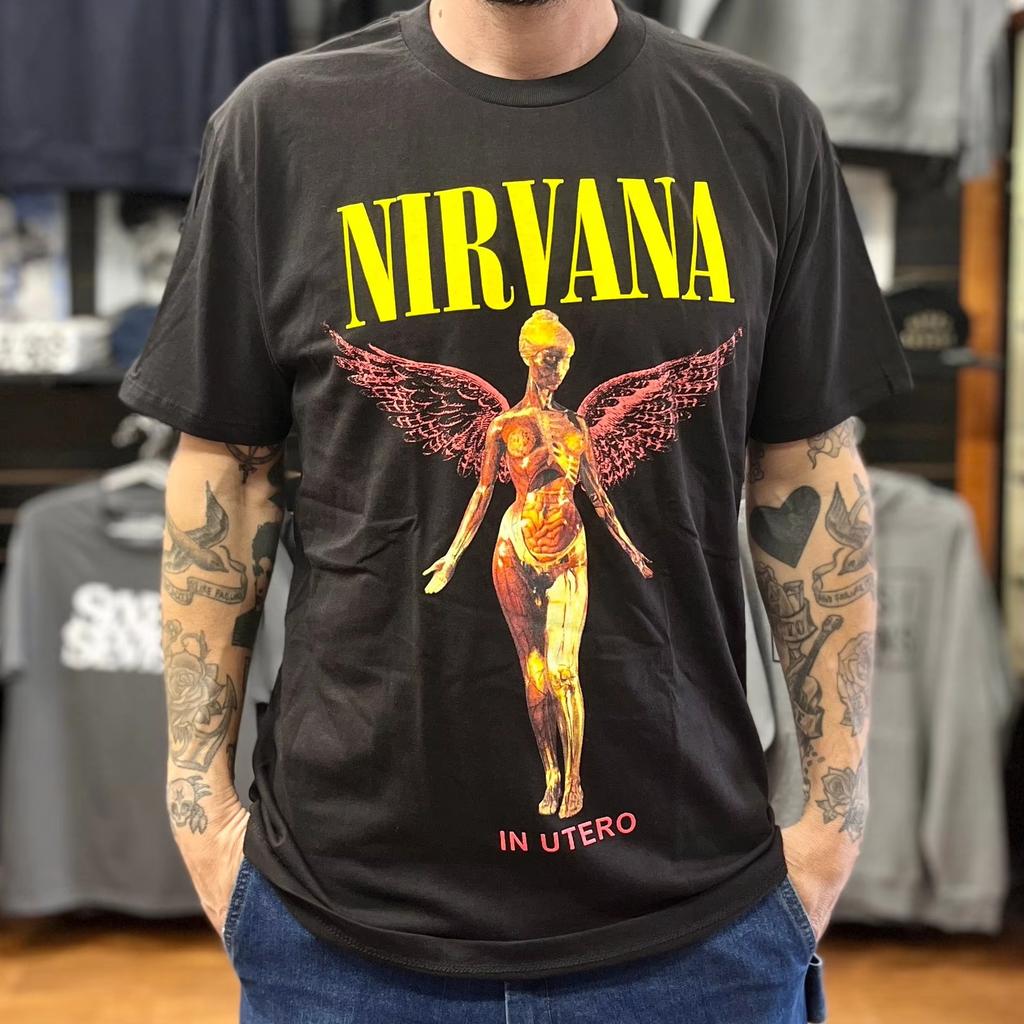 Rock Band Nirvana in Utero Album Graphics Polyester T-shirt 2026 Summer High-Quality Men's and Women's Fashion Streetwear T Shirt