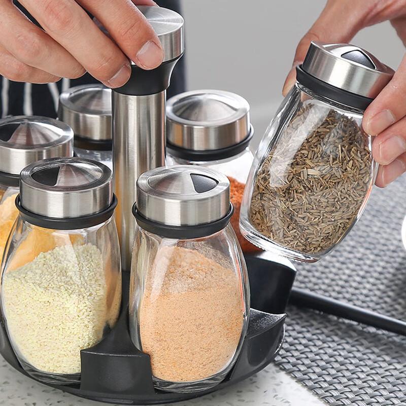 7-Piece Rotating Spice Jar Set