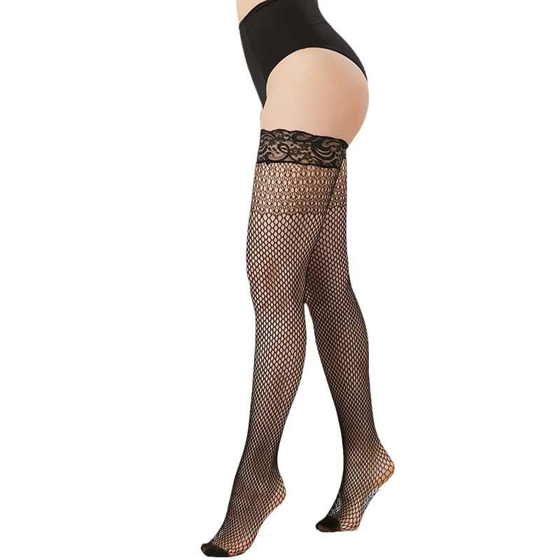 Fashion Plus Size Ultra Thin Tight High Lace Stockings Sexy Girls Lolita Over Knee Fishnet Long Socks for Women Black White XXXL