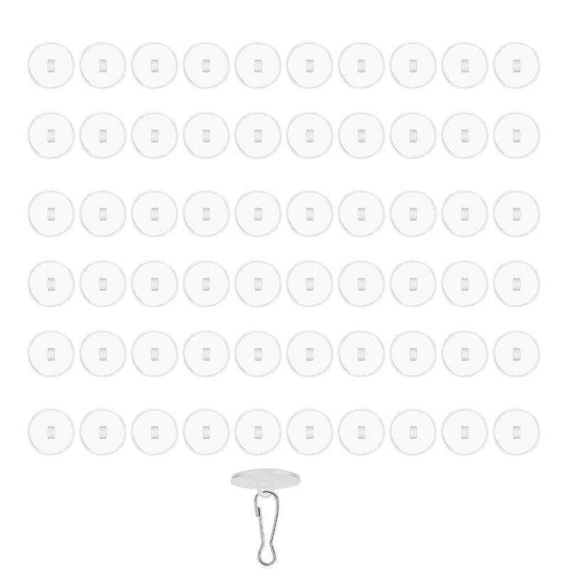 652F 60Pieces Adhesive Ceiling Hooks Hangers for Easily Hanging No Tools Required for Seasonal and Daily Use