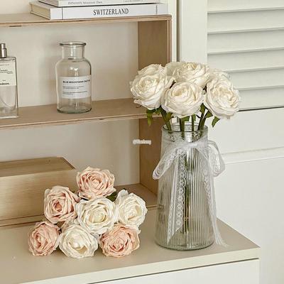 Künstliche Rosenarrangement für Wohnzimmer Esstisch - Konserviertes getrocknetes Bouquet Vasendekoration