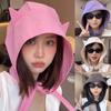 Lace-up Little Devil Hat Solid Color Headscarf Hat Funny Lace-up Pullover Hat  For Girls