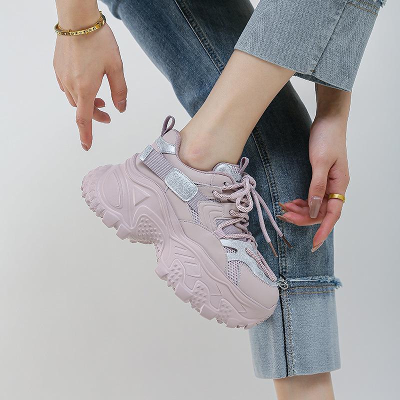 2025 spring new dad shoes women's popular platform heightening shoes fashionable retro sports shoes versatile casual women's shoes