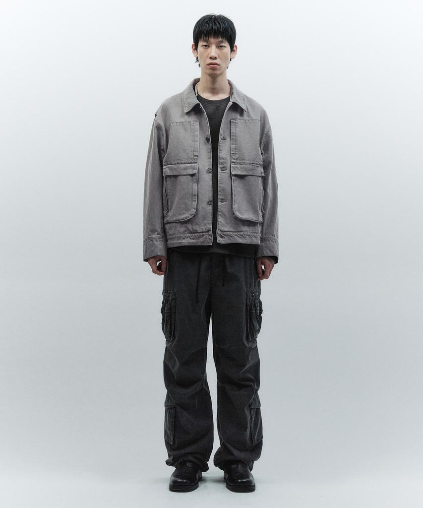 Insilence Boxy Fit Denim Trucker Jacket Sand Grey