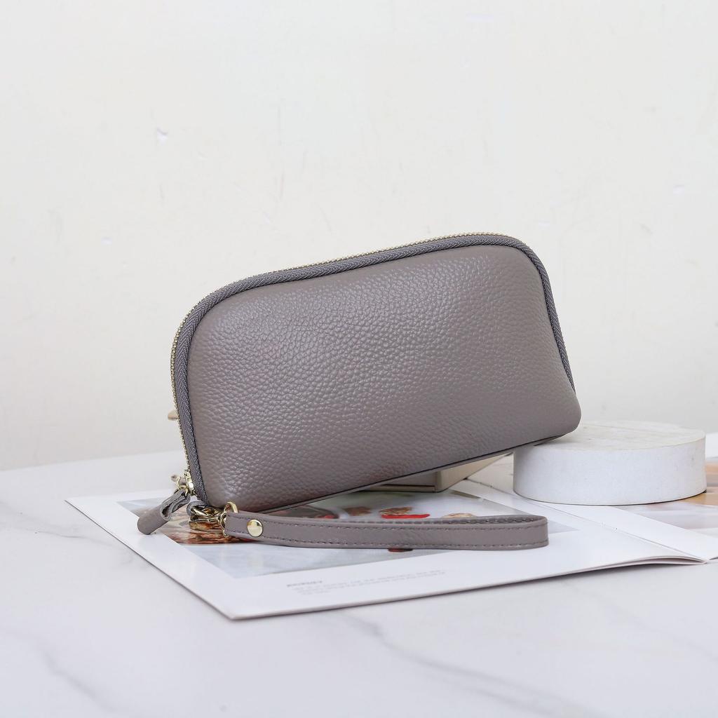 The First Layer Of Cowhide Women'S Wallet, The Mobile Phone Is Practical And Convenient To Hold, There Are Many Compartments, Simple And Fashionable