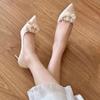 Fashion Stiletto Single Shoes Autumn New Pointed Toe Shallow Mouth Flower Slip-on Non-Slip Wear-Resistant High Heels