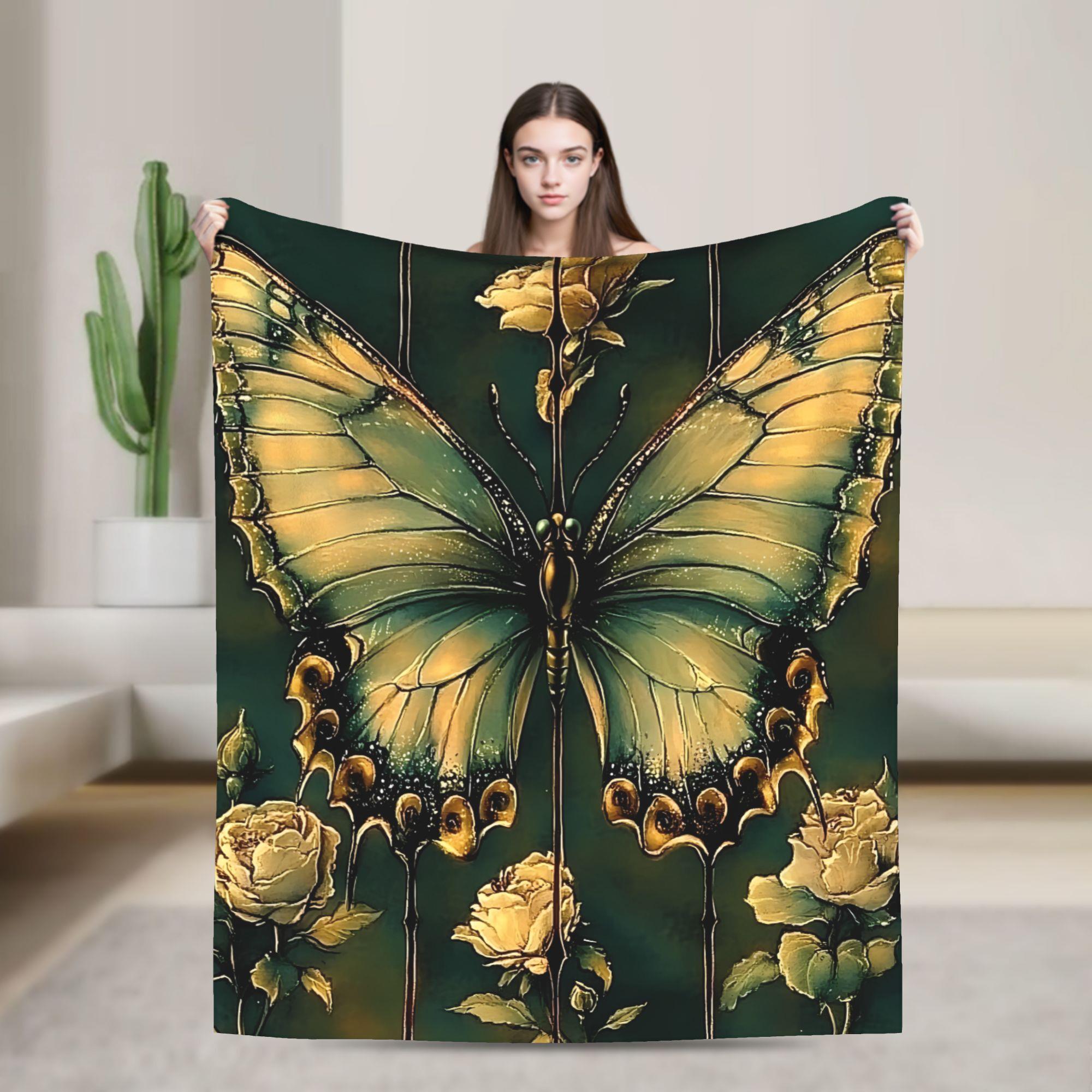 

Retro rose garden pattern Flannel printed blanket suitable for all seasons suitable for living room office sofa and travel 75x100cm (30x40inch)