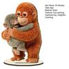 Niedliches Affen-Tischschild (2D) mit Babyäffchen und Plüschtier, Schreibtischdeko aus Holz für Zuhause oder Büro, herzerwärmendes Geschenk für Freunde