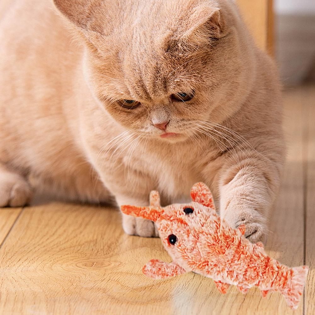 Cat Toys Electric Lobster USB Rechargeable Simulation Jumping Shrimp Plush Electric Pet Teasing Cat Dogs Toys Wiggly Lobster