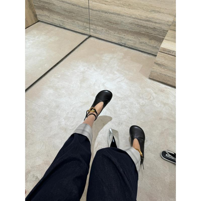 

Балетки весна и лето новые ретро металлическая пряжка браслет на щиколотке большая голова мелкий вырез одинарная обувь женские балетки Мэри Джейн 35 чёрный