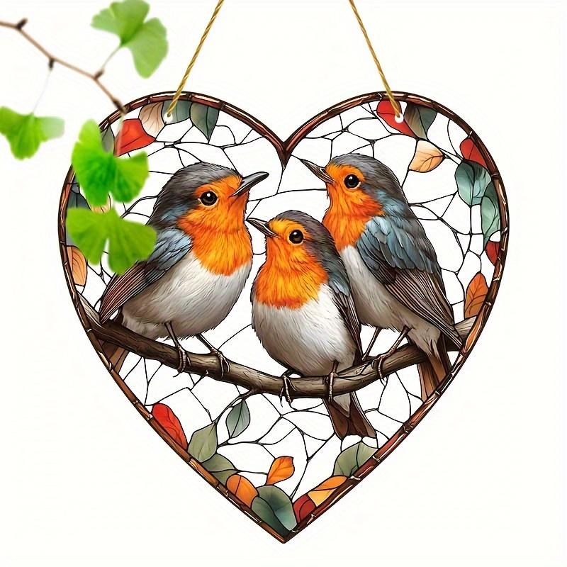 2D Flat, 1pc, 2D Flat Print Robin Sun Catcher, Garden Sun Catcher 20.32cm X 20.32cm, Suitable for Use In 11 Holidays Acrylic Dyed Window