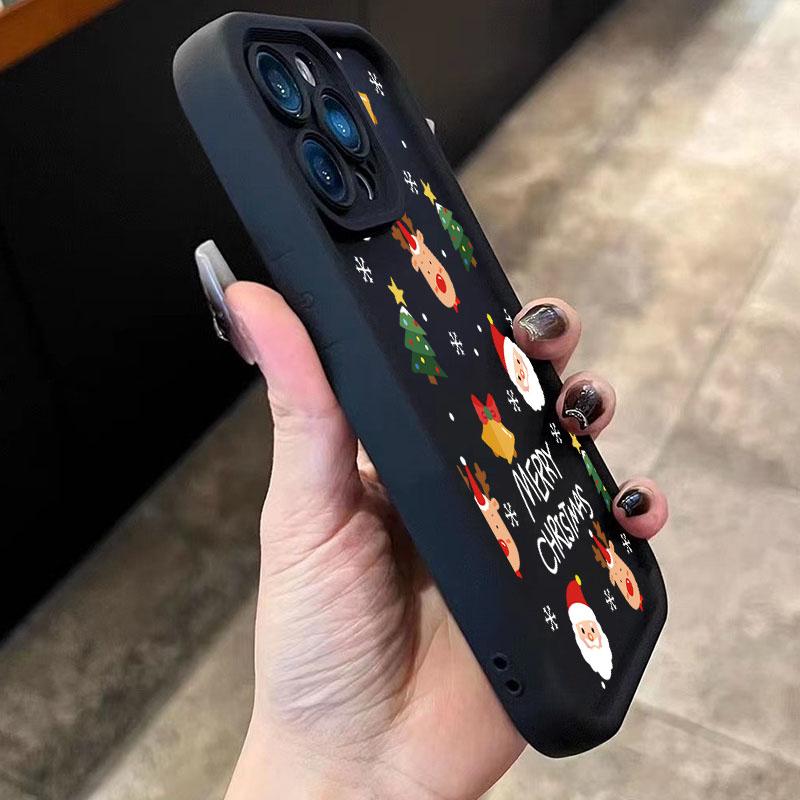 Christmas Tree and Santa Claus Print Phone Case For iPhone 17 16 15 14 13 12 11 Pro Max XS XR 7 8 Plus 16E Shockproof Soft Cover