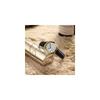 PINDOWS Women's Slim Minimalist Quartz Analog Watch Black Leather Strap Gold Tone Case Elegant Everyday Timepiece
