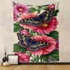 Pink Flowers and Blue Butterflies Patterned tapestry for bedroom and living room home decor