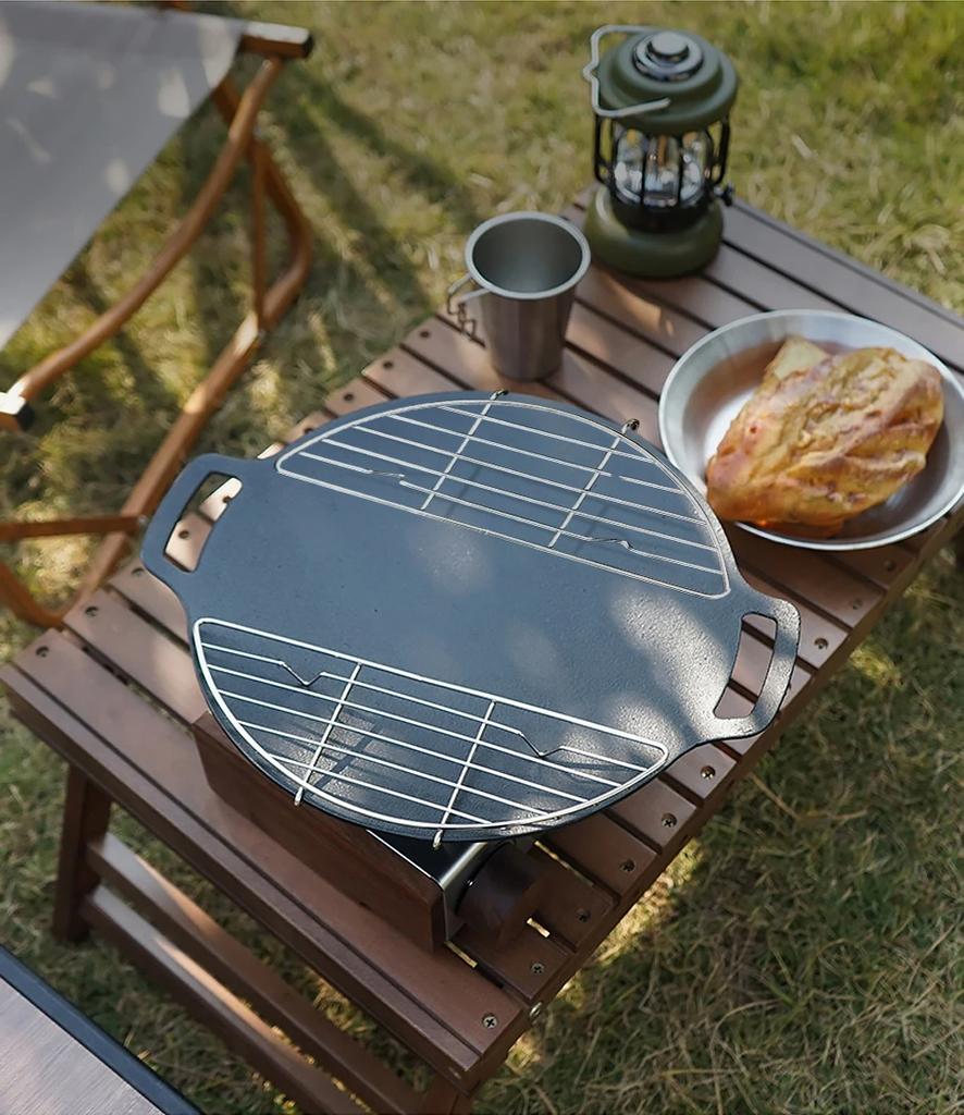 Outdoor-Grillnetz Dampfgestell Edelstahl Camping-Grill Pfanne Grillfleisch-Abtropfblech Anti-Anbrenn-Grill