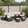 VidaXL 10-piece Garden Sofa Set with Black Poly Rattan Cushions, Made of Durable Acacia, for 6 People 3364720