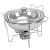 Runde Chafing Dishes für Buffet-Set Edelstahl Buffet Speisenwärmer-Set mit Glasdeckel Brennstoffbehälter