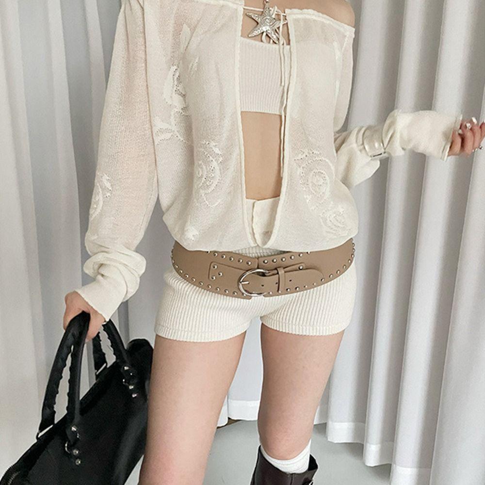 Gothic Rivet Waist Belt Punk Style Dress Jeans Belt Fashion Wide Women's Belt  Streetwear