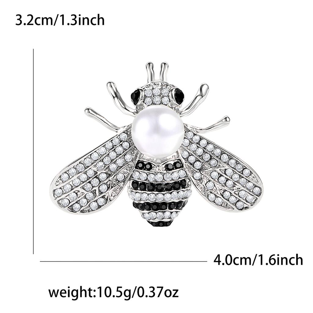 Fashion Alloy Rhinestone Pearl Bee Brooch Cartoon Fashion Ladies Suit Cardigan Corsage Ornament Pin