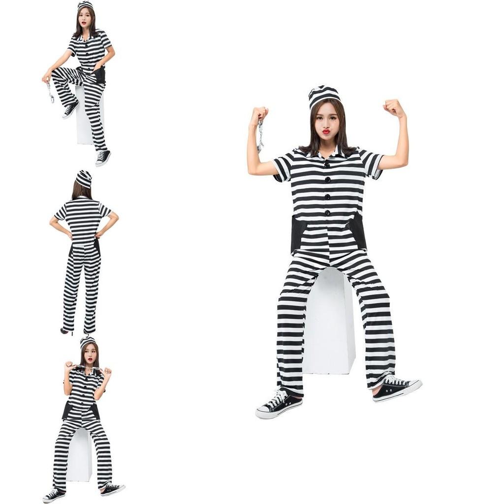 Japanese Cartoon Inspired Striped Prisoner Outfit For Cosplay And Costume Events