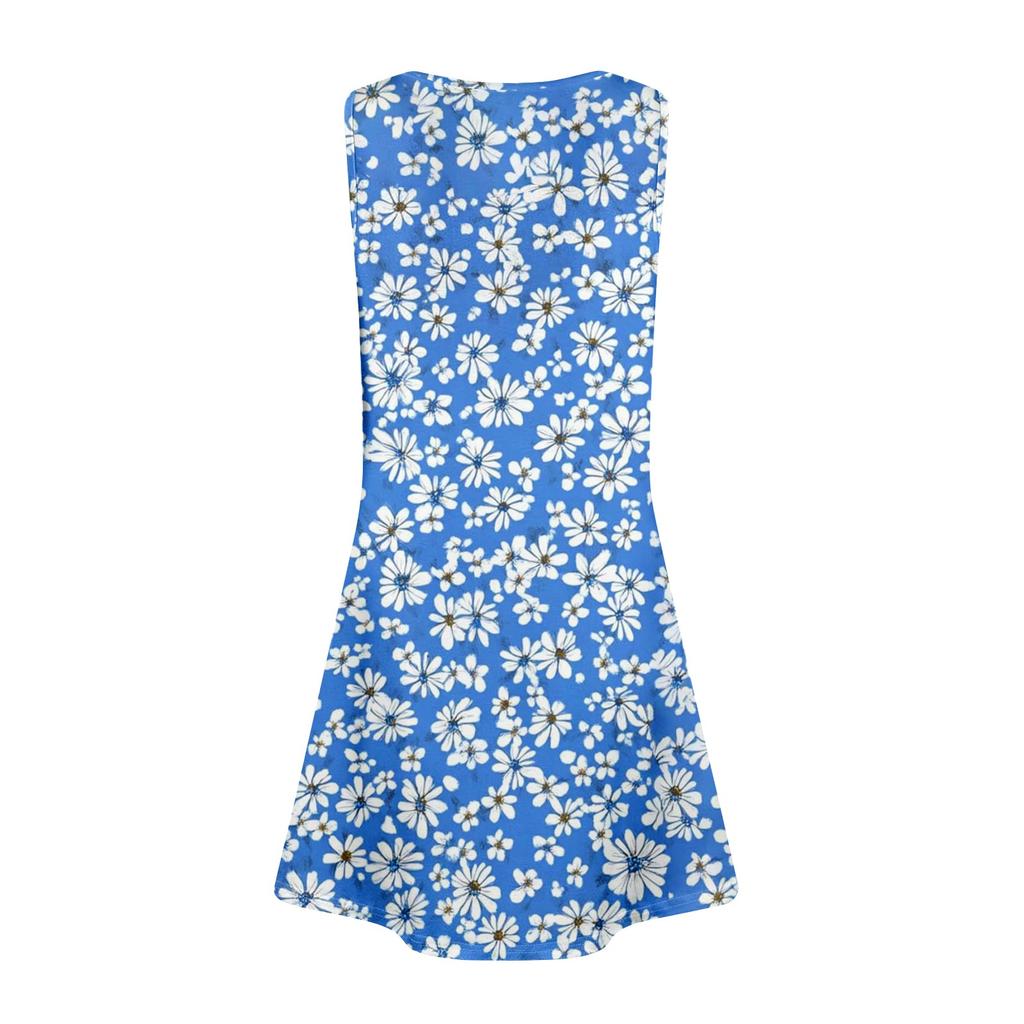 Womens Summer Dresses Loose V Neck Sleeveless Sundresses Dress With Pockets