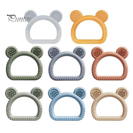 Durable Chew Toy Silicone Bear Teether for Babies, Soothing Sore Gums Baby Textured Teething Toy, Ring 6-12 Months Infants