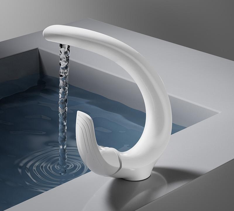 

New White Basin Faucet Bathroom Hot and Cold Chrome Brass Decked Single Lever Sink Mixer белый
