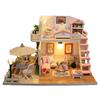 Beliebtes rosa Loft Holz Mini Spielzeugmöbel Set mit Licht für DIY Rollenspiel 3D Miniatur Bausatz mit Zubehör - Unisex