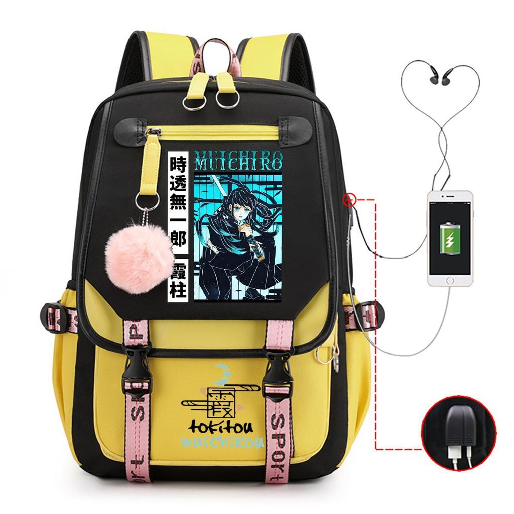 Ghost extermination surrounding animation schoolbag large capacity with usb academy wind junior high school student casual backpack