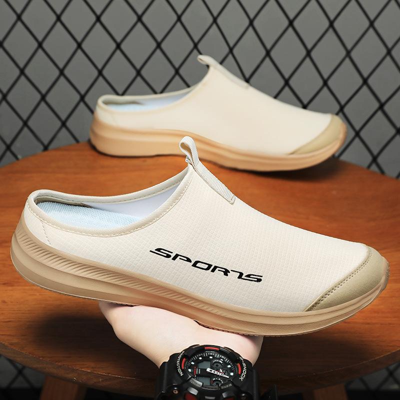 Fashion Men's Summer Slippers Breathable Lightweight Fashion  Casual Shoes Simple One Foot Soft Sole Half Support Shoes Men's Slippers