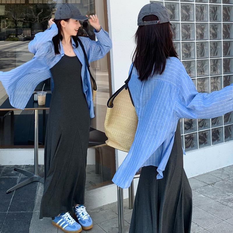 2026 Spring/Summer Versatile Sun Protection Shirt with Knit Vest Dress M