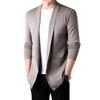 Autumn Mid-length Solid Color Men's Cardigan Suit Collar Knitted Jacket Young and Middle-aged Men's Loose Sweater Loose
