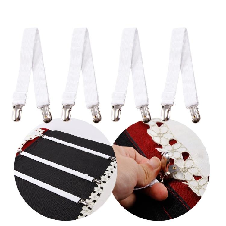 4pc Bed Sheet Fasteners Clips Gripper Organizers Suspender Covers Cord Clasps