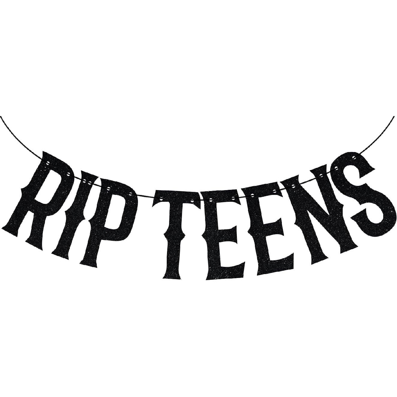 Black Glitter Rip Teens Banner, Fareweel Sweet Youth/Happy 20th Birthday, Funny Goodbye Teen Years 20th Birthday Party Decorations Supplies
