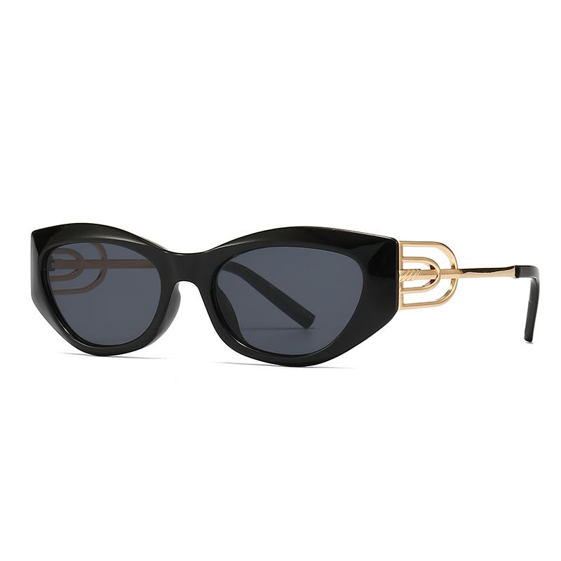 Angular Cat-Eye Sunglasses Modern Retro Temples with Jumping Shape Decorative Sunglasses for Women Fashion Lh