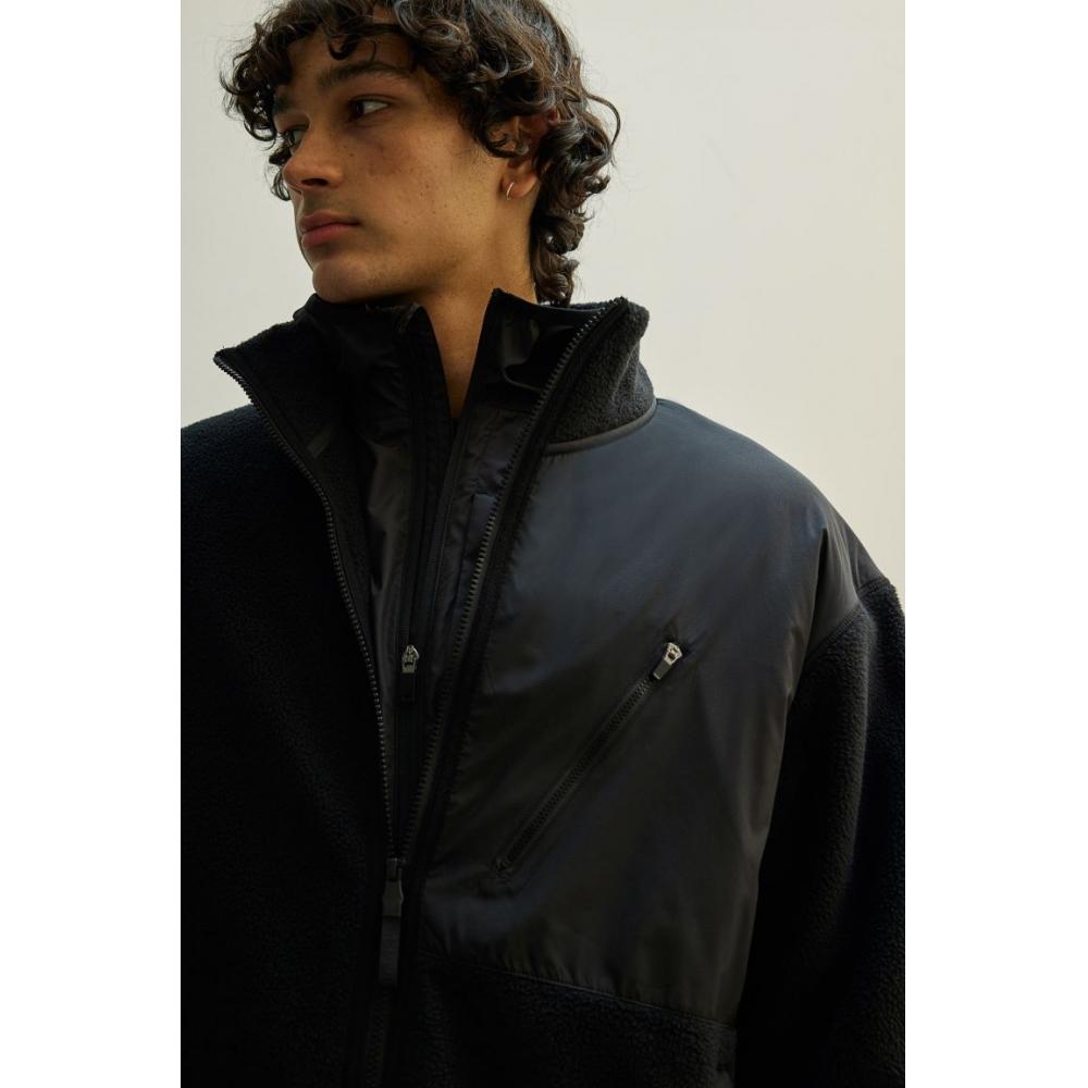 H M Mid Layer Teddy Jacket Black