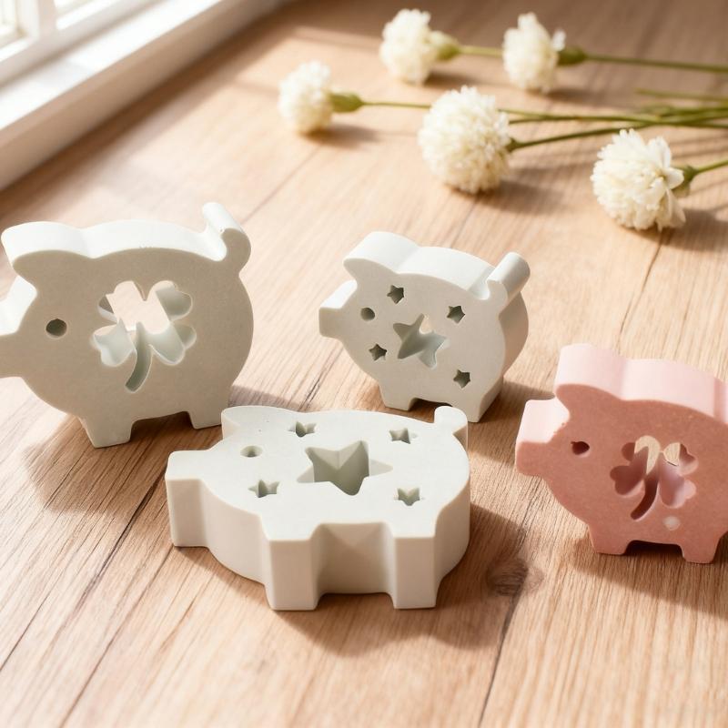 Food Grade Silicone Craft Mould With Cute Pig Designs For Casting And Candle Creation Projects