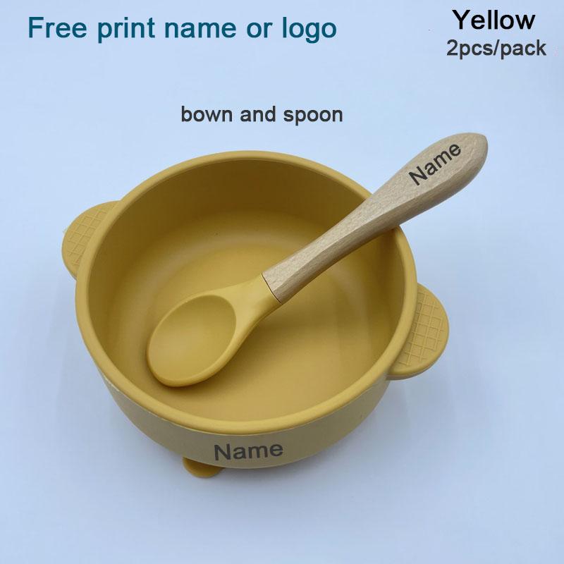 Set Pappa in Silicone Personalizzato con Nome per Bambino Ciotola con Ventosa Piatti in Silicone Piatto per Biberon Bavaglini Cucchiaio Forchetta Stoviglie Senza BPA