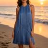 Women Summer Halter Neck Sleeveless Fringed Short Dress Strapless Off-the-Shoulder Braided Rope Paneling Slim Pleated Skirt for Parties