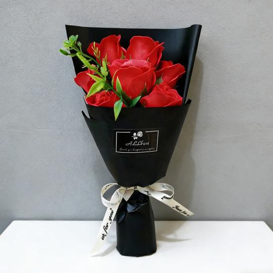 7 Head Artificial Rose Bouquet Handcrafted Soap Flower Petals Decoration Valentine's Day Anniversary Birthday Women Mother Wife Girlfriend Gifts