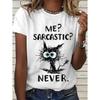 Fashion Women Retro Creative Cat Letters Print T Shirt Funny Casual O-neck Short Sleeves T-shirt Summer Female Tee Shirt