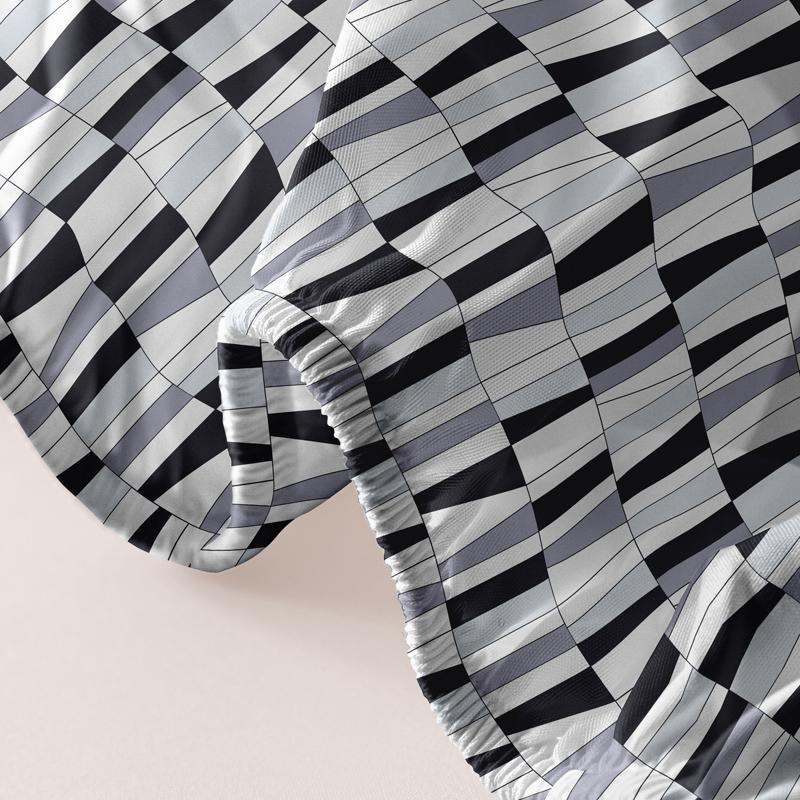 Simple 1 Modern Geometry Printed Matte Fitted Sheet, Bedroom Printed Bed Cover, Bedding Excluding Pillowcases